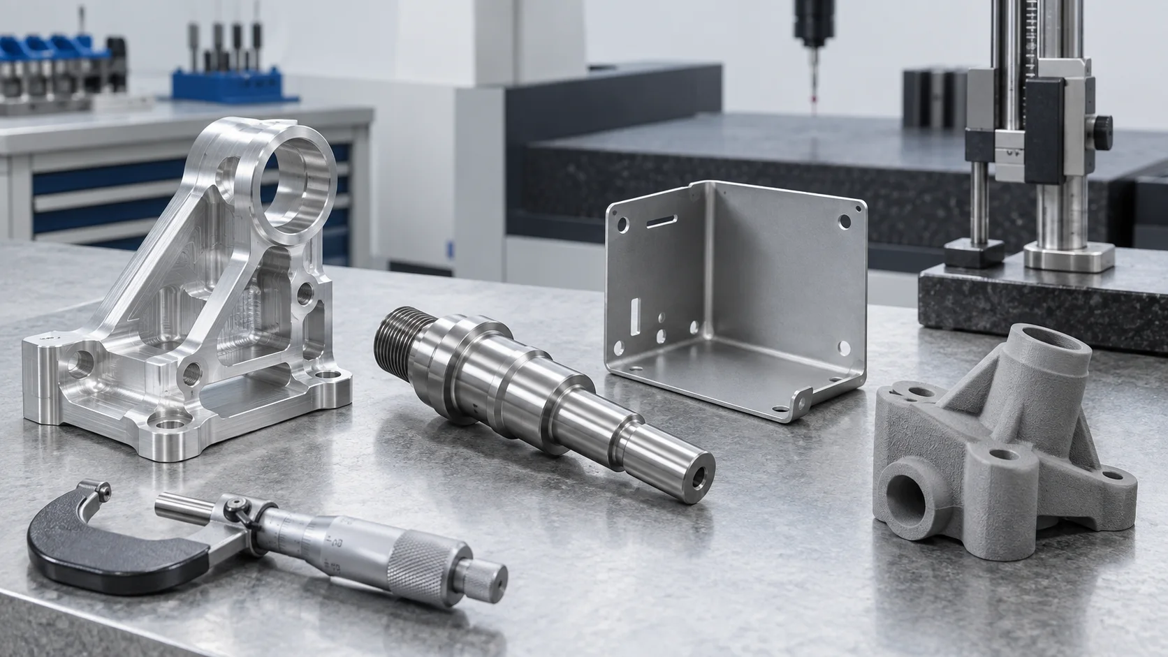 Milled, turned, sheet metal, and polymer manufacturing samples